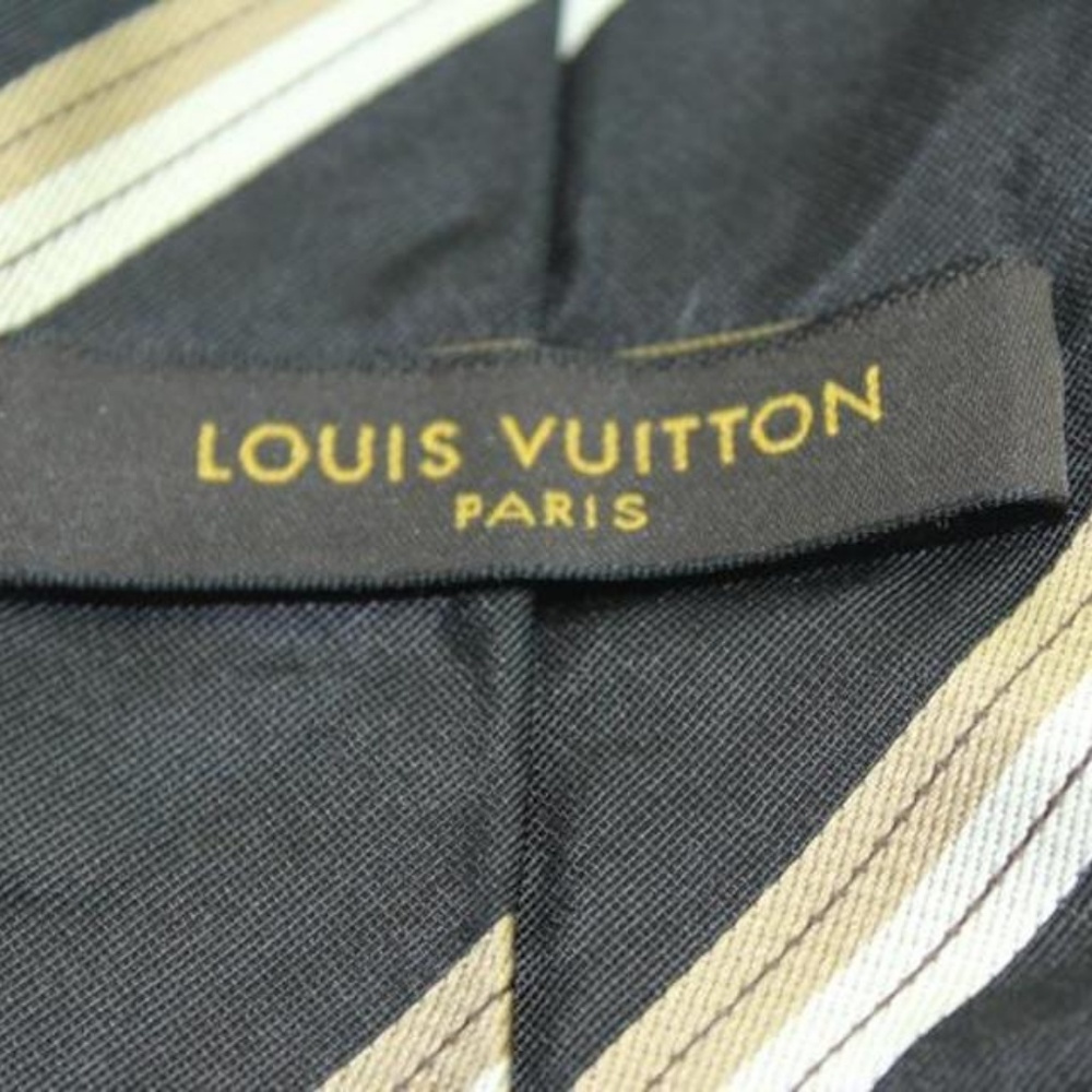 Louis Vuitton Black LV Diagonal Strip Tie TELM7 - Picture 3 of 7